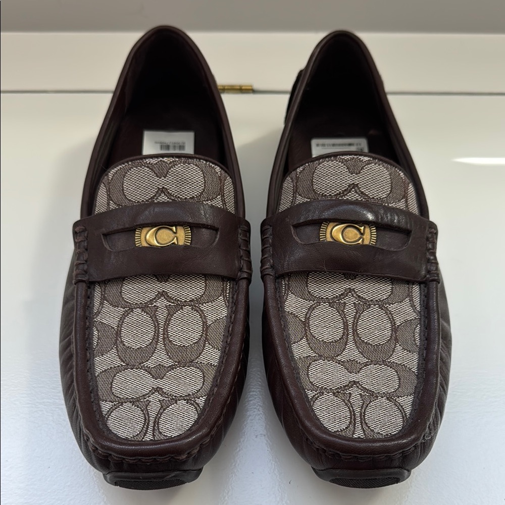 NWT Coach Men's Brown 'C' Coin Signature Loafers, size 8.5